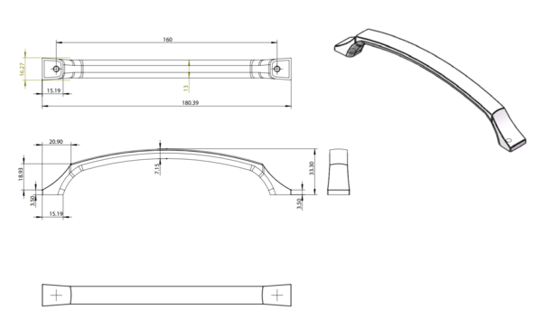 Century Edge Pull 160mm CC Verona Bronze