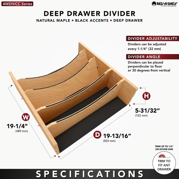 Craftsman - Adjustable Deep Drawer Divider Insert for 21-24 Inch Base Cabinet Drawers