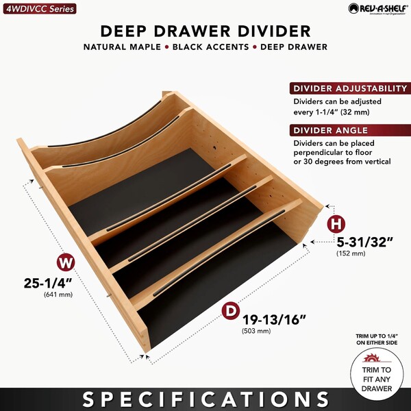 Craftsman - Adjustable Deep Drawer Divider Insert for 27-30 inch Base Cabinet Drawers