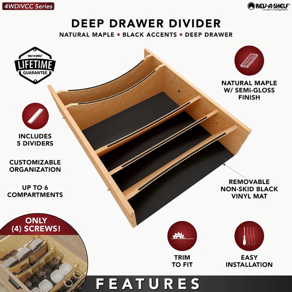 Craftsman - Adjustable Deep Drawer Divider Insert for 27-30 inch Base Cabinet Drawers