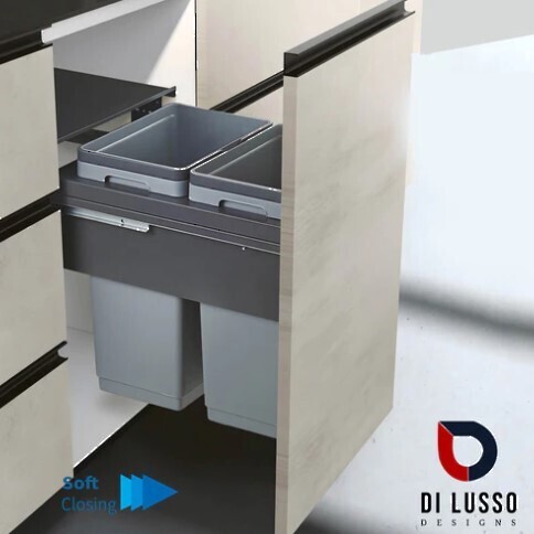 (GREAT VALUE) Di Lusso Garbage Bins System - Width 13-1/2 Inches with Built-in Bin Lid