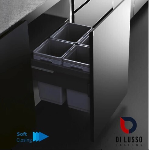 (GREAT VALUE) Di Lusso Garbage Bins System - Width 22-1/2 Inches with Built-in Bin Lid