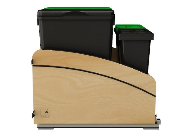 Double Black 32 Qt. Craftsman Bottom Mount Pullout Waste Container with BLUM Soft-Close