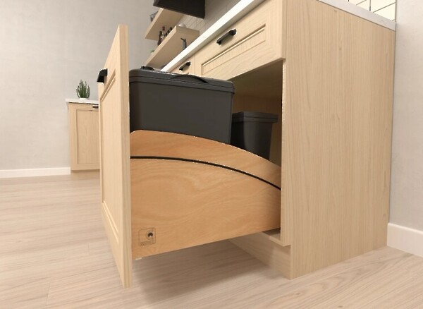 Double Black 32 Qt. Craftsman Bottom Mount Pullout Waste Container with BLUM Soft-Close