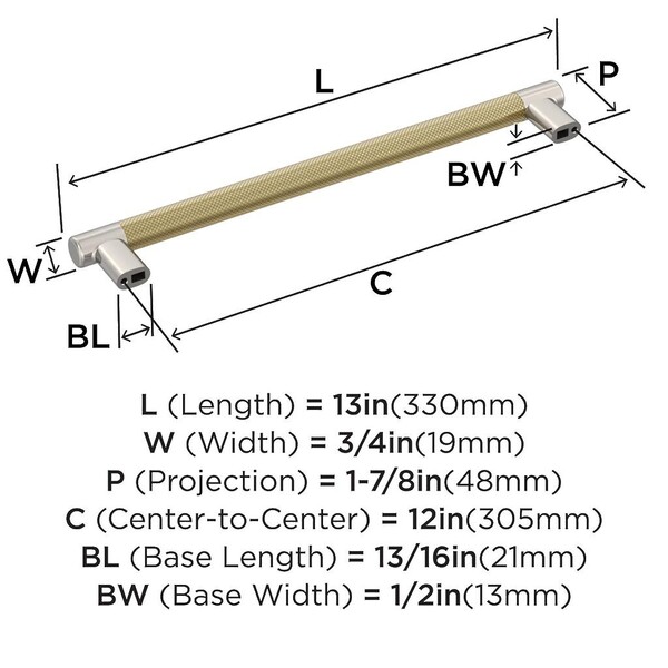Esquire 12 inch Appliance Pull -  Polished Nickel/Golden Champagne