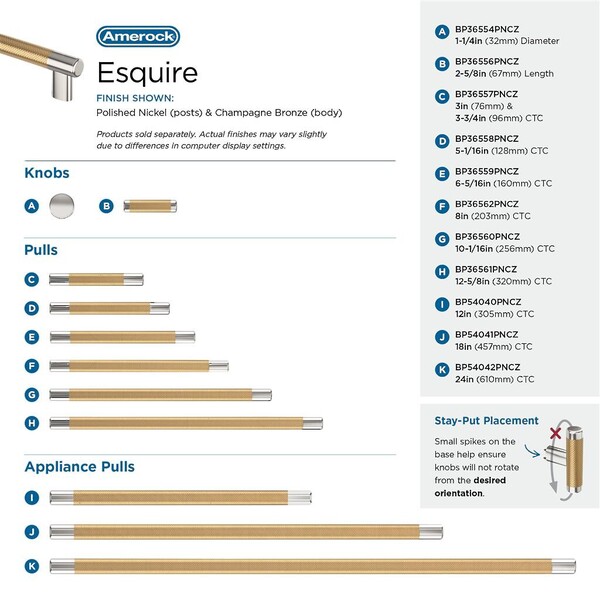 Esquire 160mm Pull - Polished Nickel/Champagne Bronze