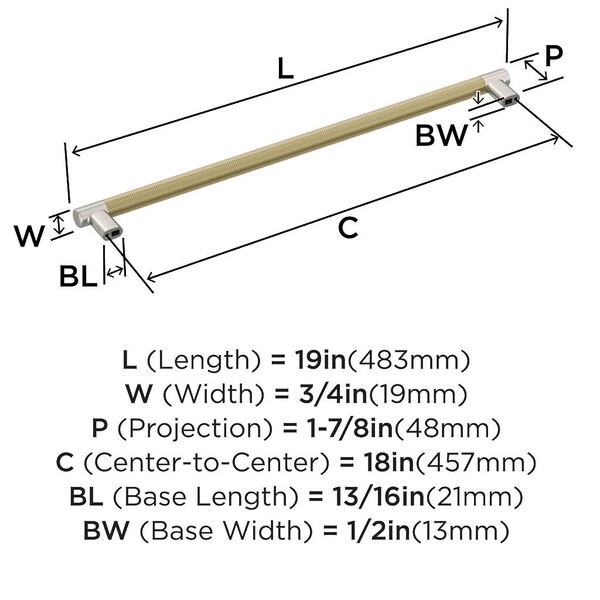 Esquire 18 inch Appliance Pull - Polished Nickel/Golden Champagne