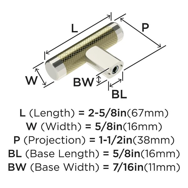 Esquire 2-5/8" T-Knob Polished Nickel/Golden Champagne