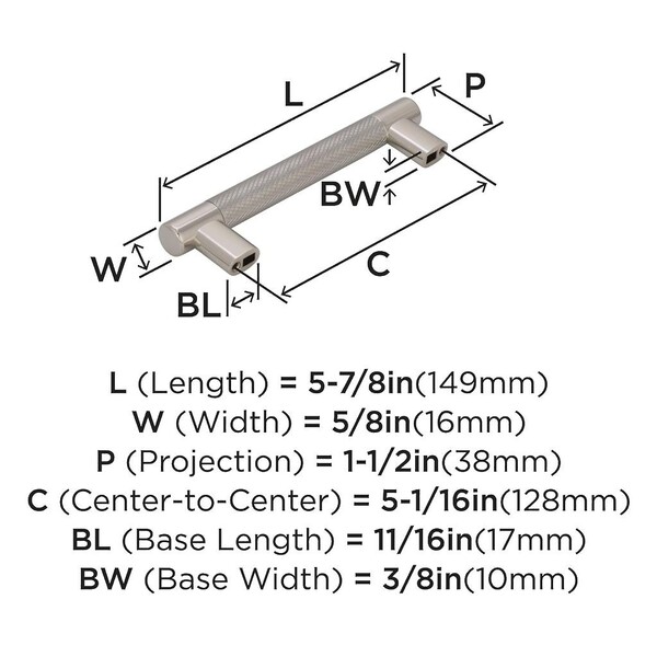 Esquire 5 1/16" (128mm) CTC Pull - Polished Nickel/Stainless Steel