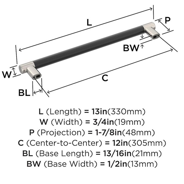 Esquire Appliance Pull 12" Polished Nickel/Black Bronze