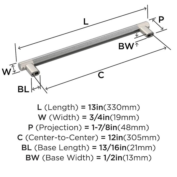 Esquire Appliance Pull 12" Polished Nickel/Stainless Steel
