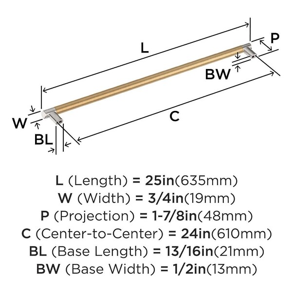 Esquire Appliance Pull 24" CC Polished Nickel/Champagne Bronze