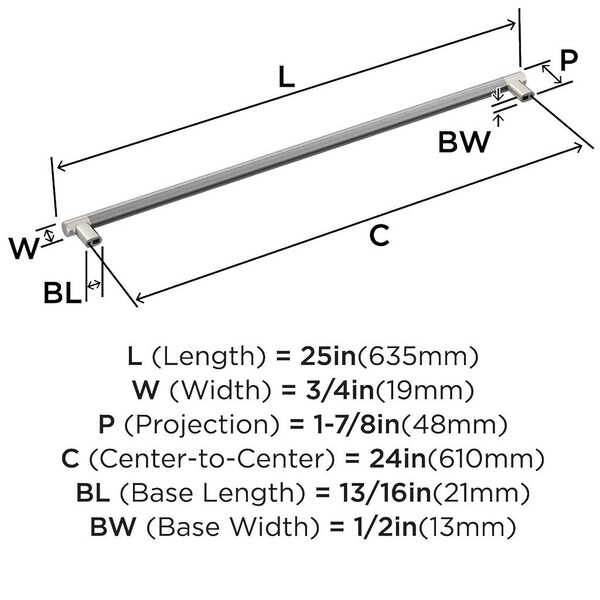 Esquire Appliance Pull 24" Polished Nickel/Stainless Steel