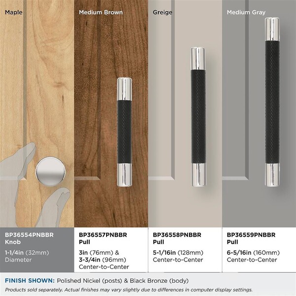 Esquire Knob 1-1/4" Polished Nickel / Black Bronze