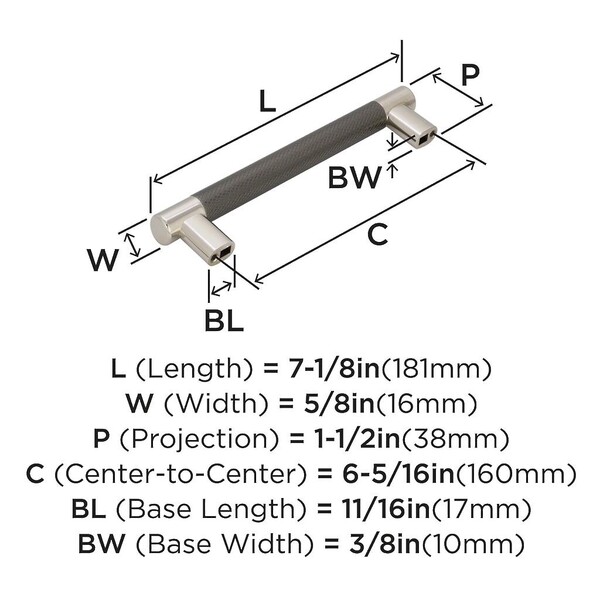 Esquire - Pull 160mm CC Polished Nickel/Gunmetal Bar Pull