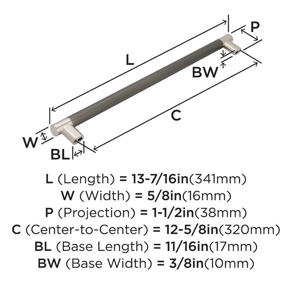Esquire - Pull 320mm CC Polished Nickel/Gunmetal Bar Pull