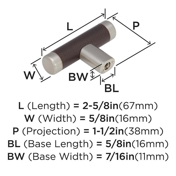 Esquire T-Knob - Satin Nickel / Oil-Rubbed Bronze