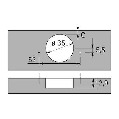 Hettich 110Âº Soft Close - INSET - Screw On - Hettich Pattern