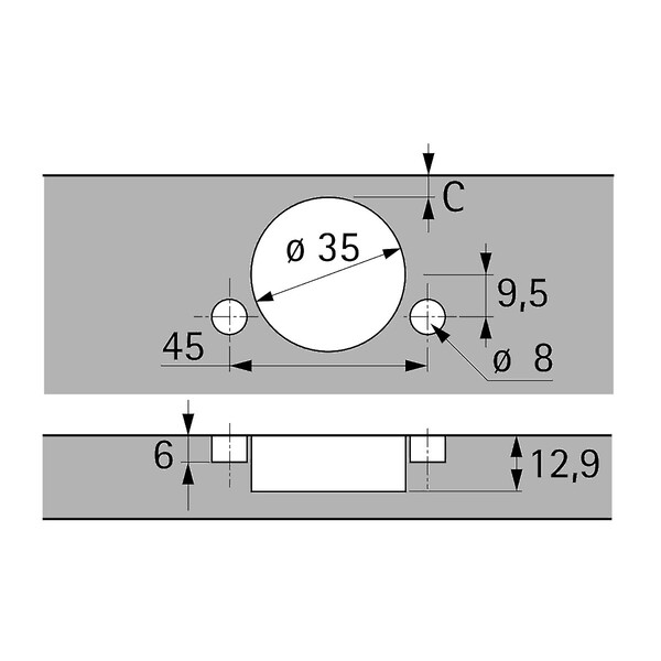 Hettich 45Â° Angle Alt. Hinge Soft Close - Fix Fast - Blum Pattern