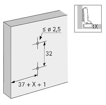 Hettich Cross Mounting Plate - 1.5MM - Premounted Particle/Wood Screws