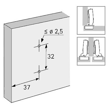 Hettich Cross Mounting Plate - 1.5MM - Premounted Particle/Wood Screws