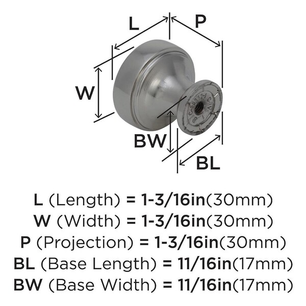Highland Ridge 1-3/16" Diamater Knob Polished Nickel
