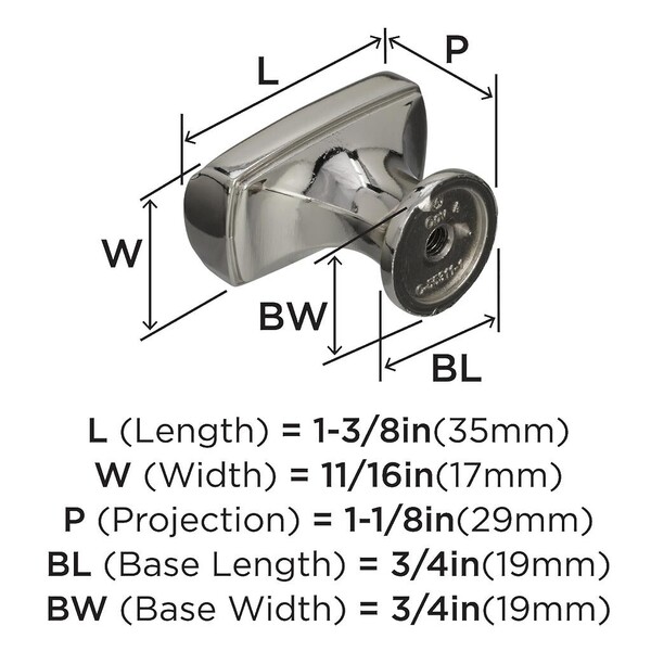 Highland Ridge 1-3/8" Length Knob Polished Nickel