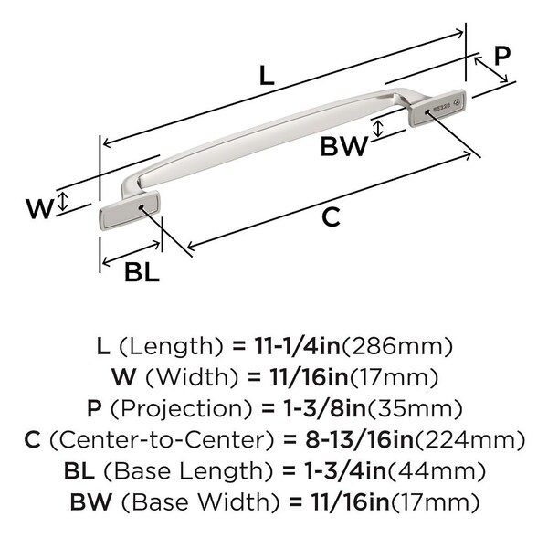 Highland Ridge Pull 224mm CC Polished Nickel