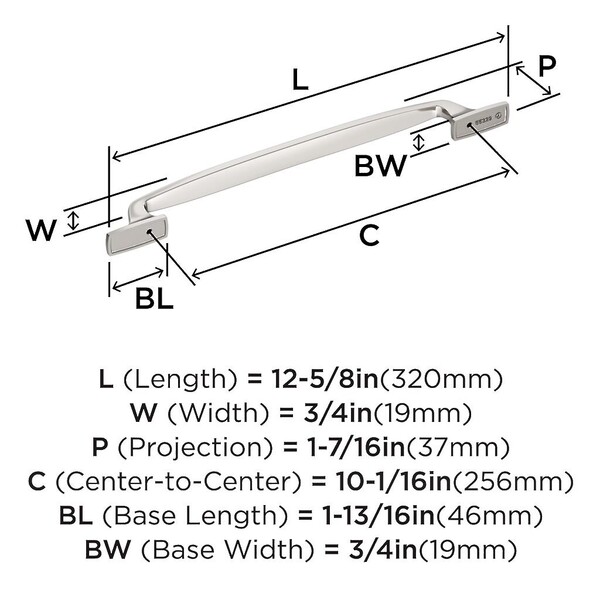 Highland Ridge Pull 256mm CC Polished Nickel