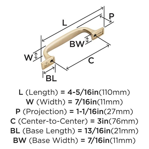Highland Ridge Pull 3" CC Champagne Bronze