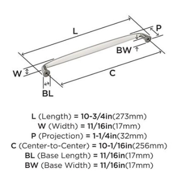 Kane Pull 256mm CC Oil-Rubbed Bronze
