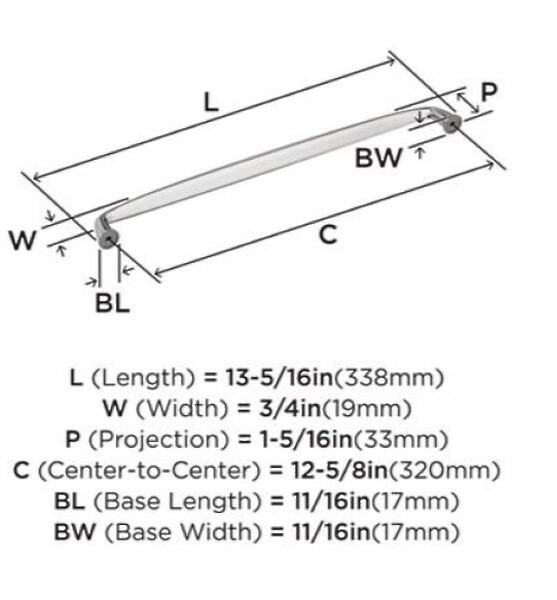 Kane Pull 320mm CC Polished Chrome