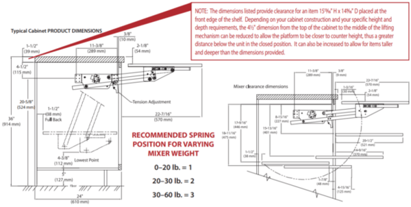 Rev-A-Shelf - Mixer/Appliance Lift Soft-Close Mechanism without Shelf