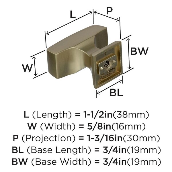 Mulholland 1-1/2" Length Knob Golden Champagne