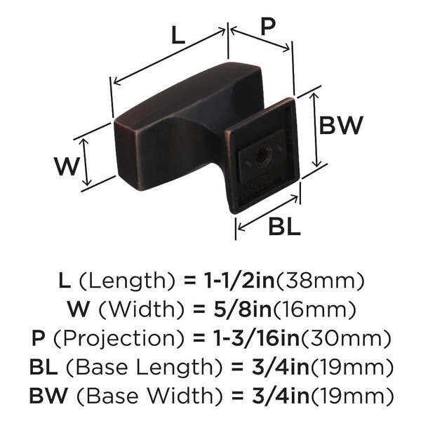 Mulholland 1-1/2" Length Knob Oil Rubbed Bronze