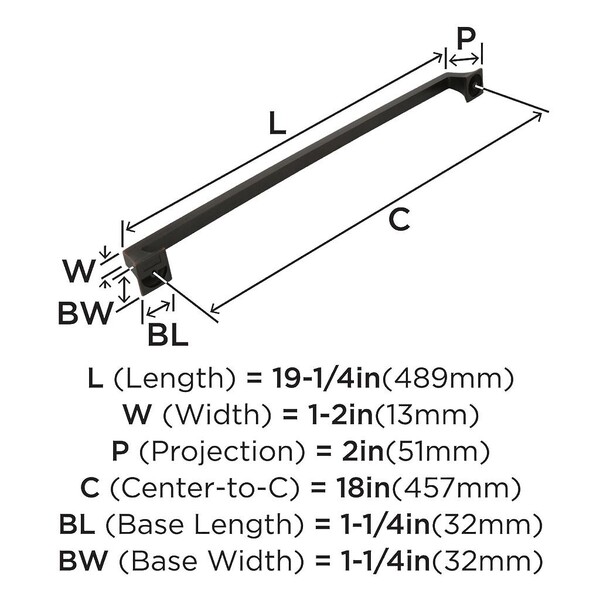 Mulholland  18 Inch Appliance Pull - Oil-Rubbed Bronze