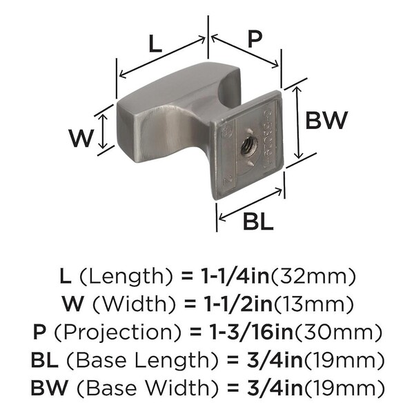 Mulholland - Knob 1-1/4" SQ Knob Polished Nickel