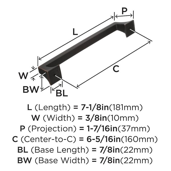 Mulholland - Pull 160mm CC Oil-Rubbed Bronze Bar Pull