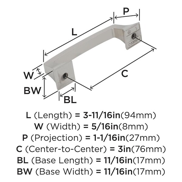 Mulholland - Pull 76mm CC Polished Nickel Bar Pull