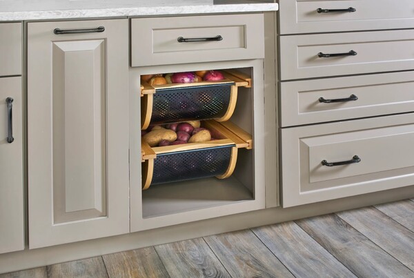 Natural Maple/Black Produce Basket for 18" Base Cabinets
