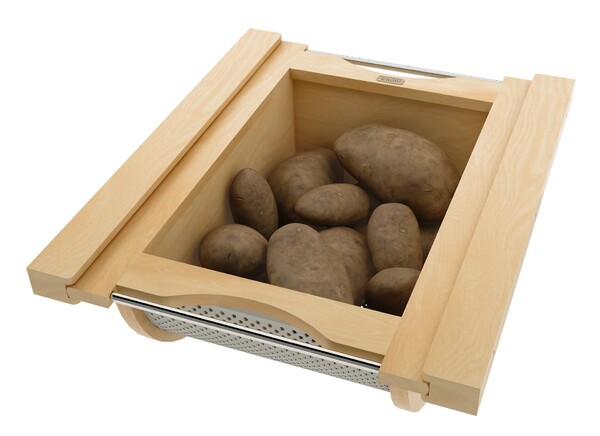 Natural Maple/Stainless-Steel Produce Basket for 18" Base Cabinets