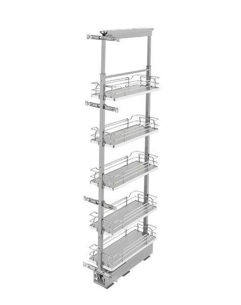 Rev-A-Shelf - 10" x 58-1/4" Gray/Chrome Pullout Solid Bottom