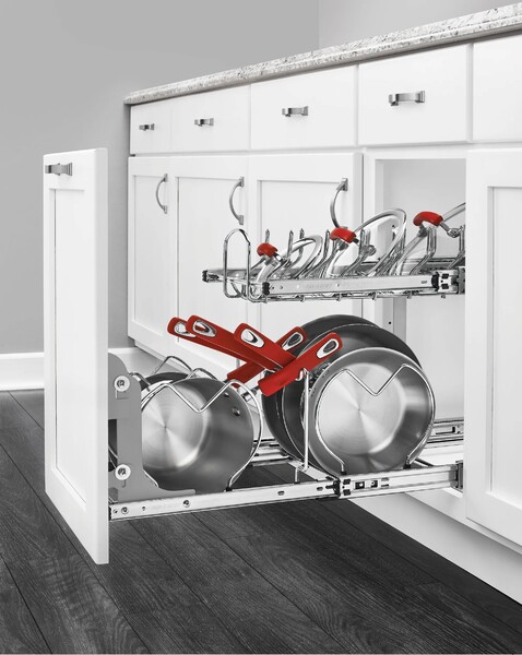 Rev-A-Shelf - 11-3/4" x 22" Base Cabinet Pullout 2 Tier Cookware Organizer