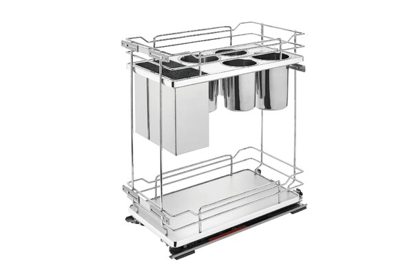 Rev-A-Shelf - 11" Gray Base Cabinet Pullout Knife/Untensil Organizer with Blumotion Soft-Close