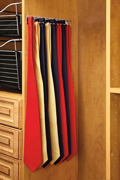 Rev-A-Shelf - 12" Chrome Tie Organizer Side Mount Pullout