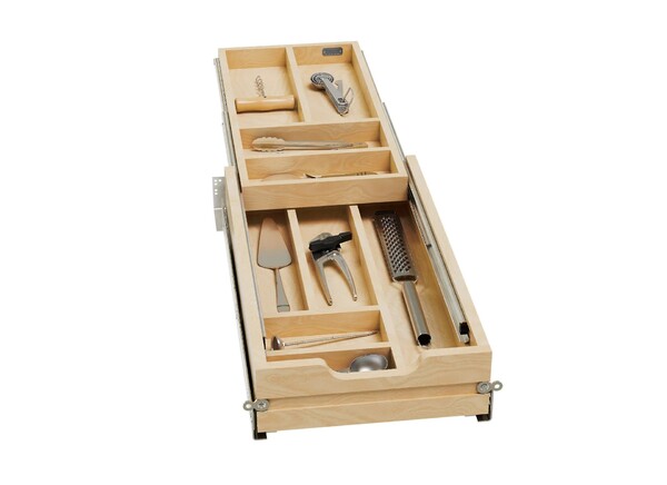 Rev-A-Shelf - 12" Opening - Complete System Two-Tier Soft-Close Cutlery Organizer