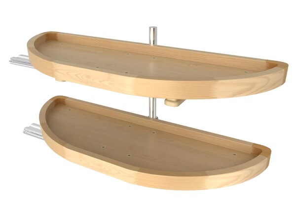 Rev-A-Shelf - 12" x 32" Lazy Susan Half-Moon Wood 2 Shelf (Pivot and Slide)