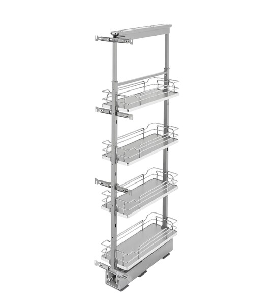Rev-A-Shelf - 13" x 50-3/4" Gray/Chrome Pullout Solid Bottom