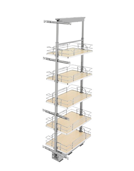 Rev-A-Shelf - 13" x 58-1/4" Maple/Chrome Pullout Solid Bottom