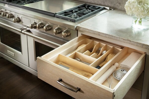 Rev-A-Shelf - 14-5/8" Maple Cut-To-Size Insert Wood Cutlery Organizer for Drawers
